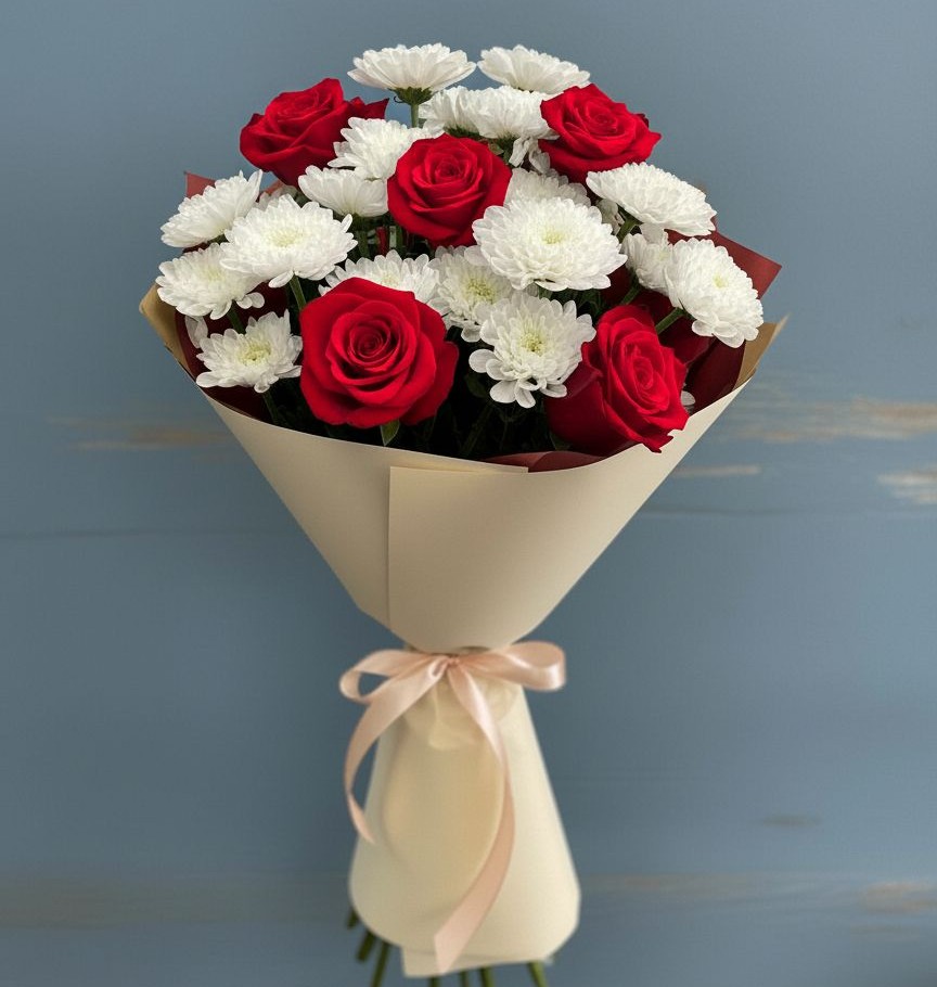 Букет цветов из: Розы и Хризантемы в Новой Чаре