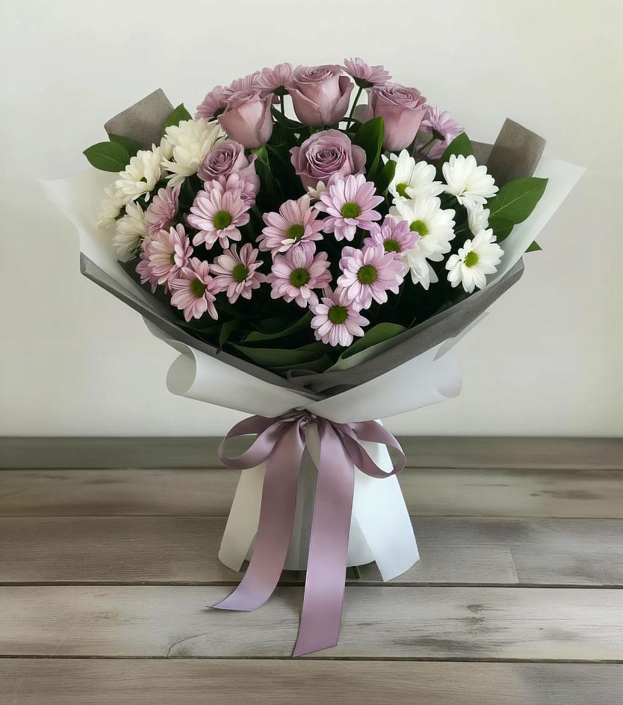 Букет цветов из: Хризантемы и Розы в Новой Чаре