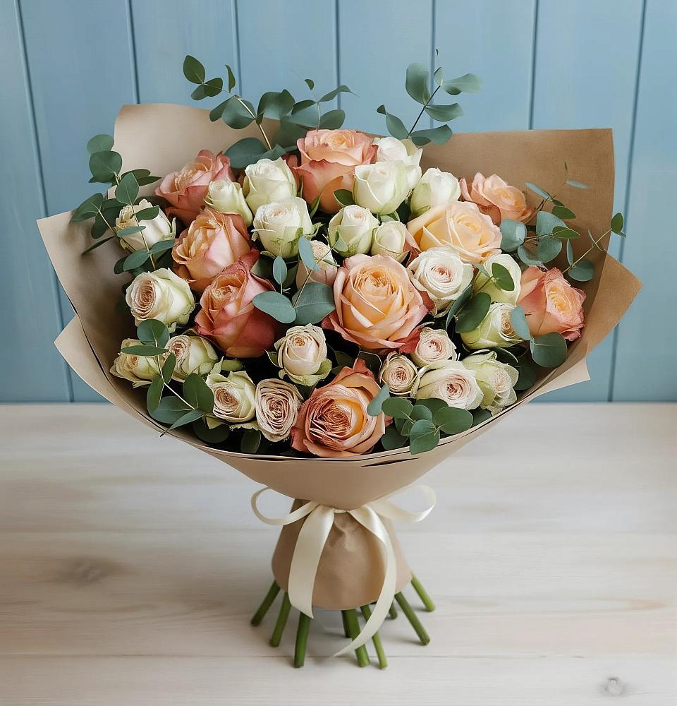 Букет цветов из: Альстромерии и Розы в Новой Чаре