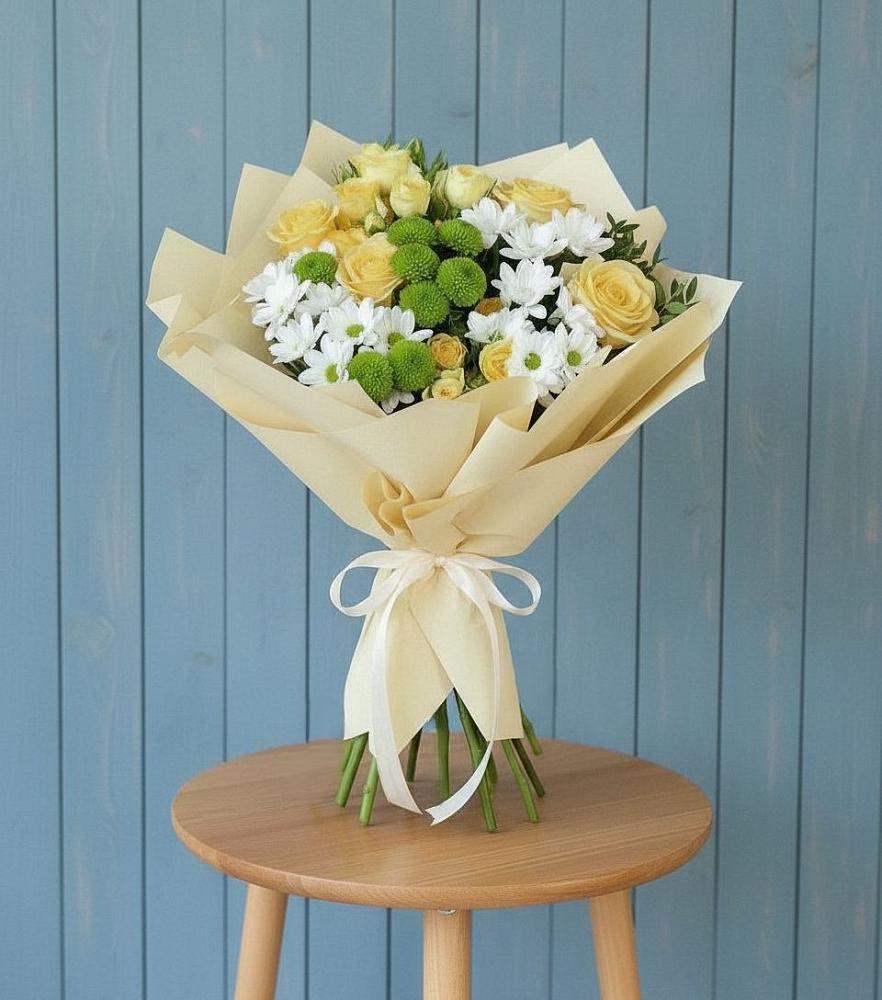 Букет цветов из: Хризантемы и Розы в Новой Чаре