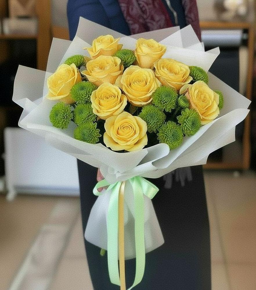 Букет цветов из: Хризантемы и Розы в Новой Чаре