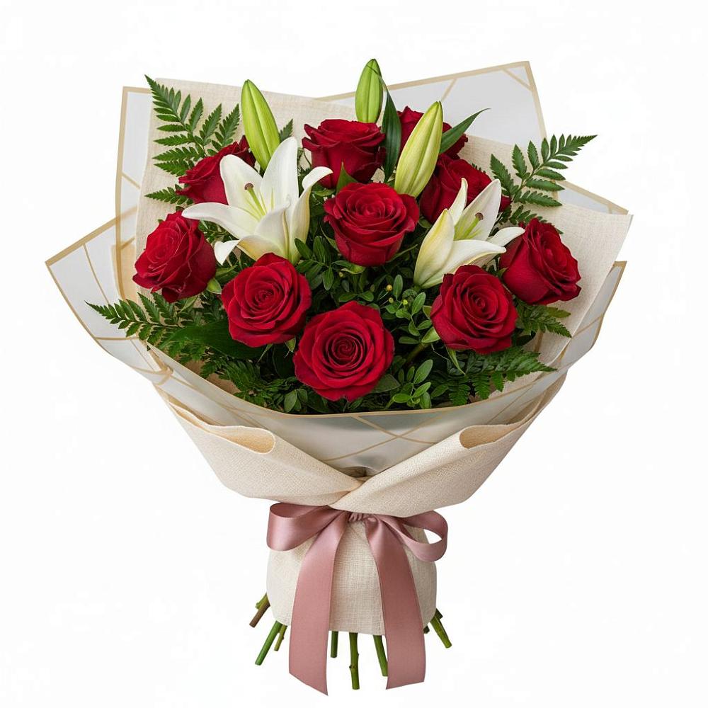 Букет цветов из: Лилии и Розы в Новой Чаре