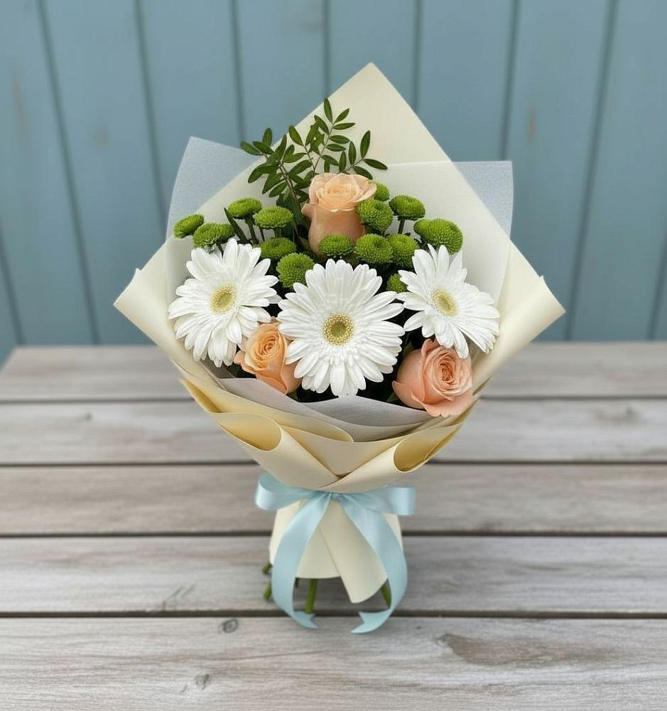 Букет цветов из: Герберы, Розы и Хризантемы в Новой Чаре