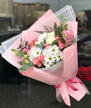 Букет цветов из:  Розы, Лизиантусы и Хризантемы в Новой Чаре