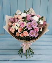 Букет цветов из:  Хризантемы, Розы и Альстромерии #REPLACE_PRED# Новой Чаре