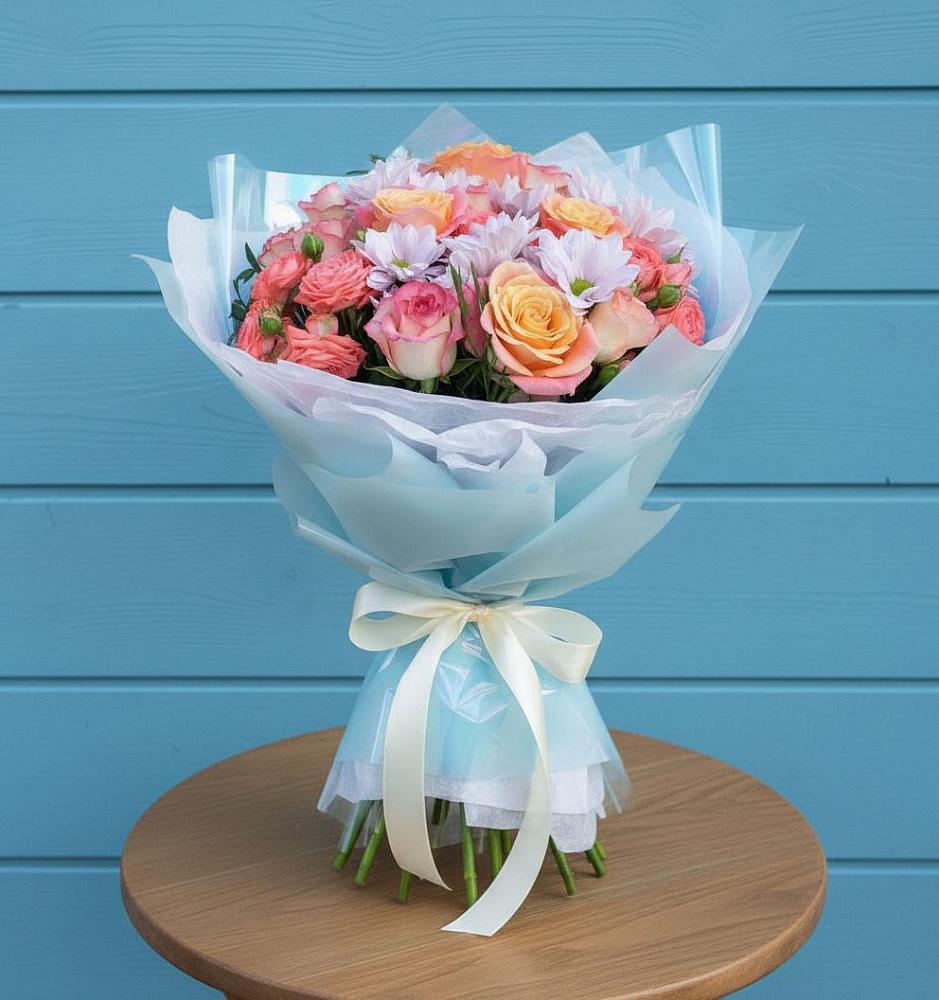 Букет цветов из: Хризантемы и Розы в Новой Чаре