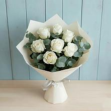 Букет Белые розы в Эвкалипте #REPLACE_PRED# Новой Чаре