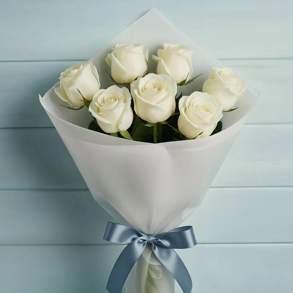 Букет 7 Белых роз Эдлесс Лав в Новой Чаре